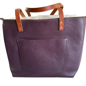 Portland Leather Goods PLG Oversized Zip Plum Tote With Tandles BNNU UNICORN